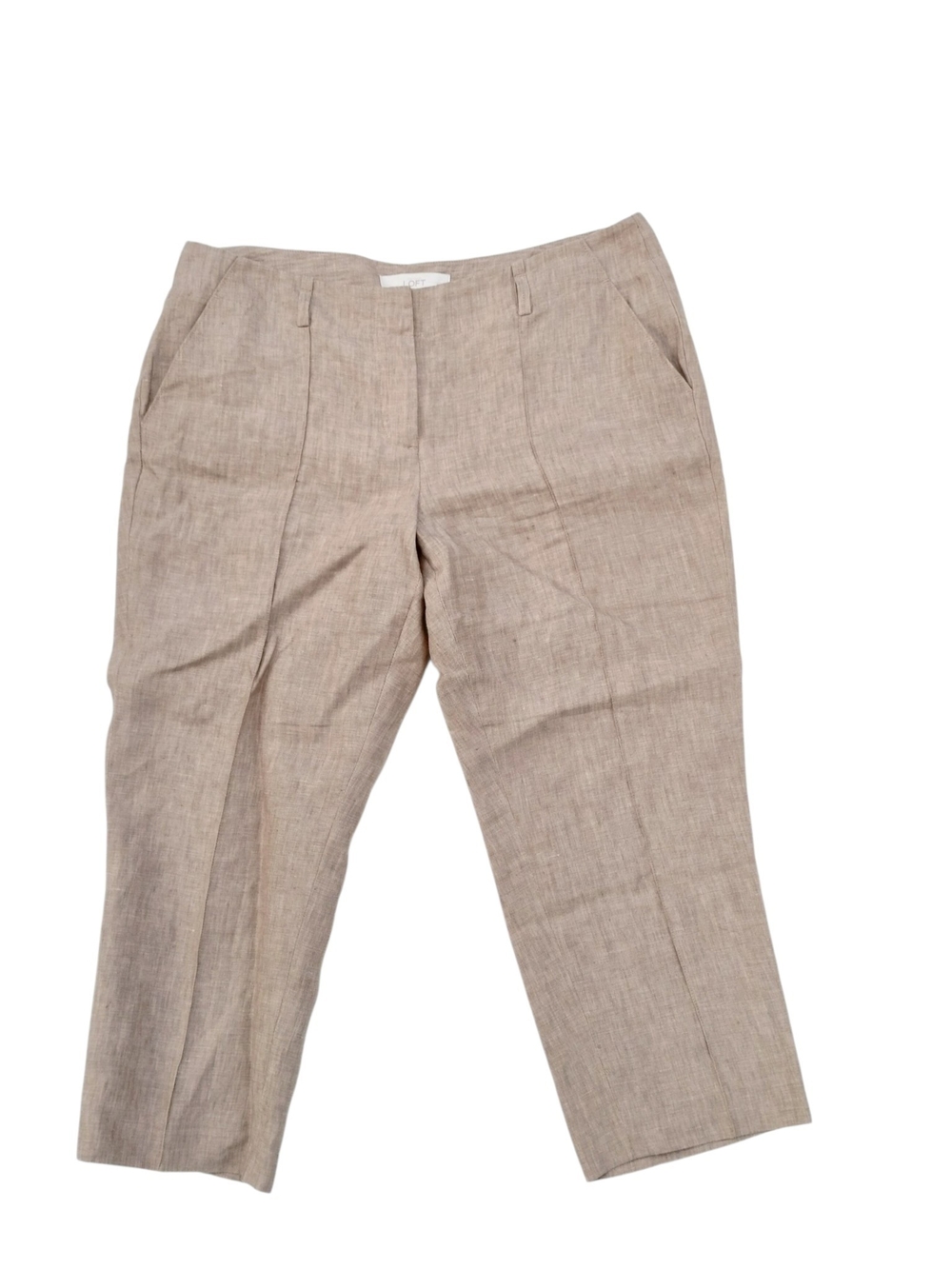 LOFT Petites Marisa 100% Linen Pants Women's 10P Taupe Beige Straight Leg